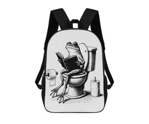 sinyumoney Frog Reading Book on Toilet Funny Bathroom Art School Bags Daypacks Business Backpack Water Resistant Bookbag for School/Work/Travel 17inch