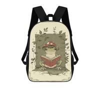 sinyumoney Frog Reading Book School Bags Lightweight Airport College Students Back Pack for School/Work/Travel 17inch