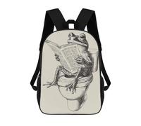 sinyumoney Frog Reading Newspaper on Toilet 3D Printed Children's School Backpack for Kids High Capacity Travel Rucksacks 17 Inch Book Bags Kids