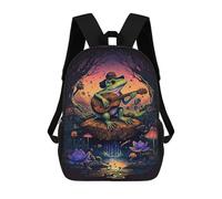 sinyumoney Frog Serenade in Enchanted Forest Kids School Backpack 3D Printed Backpacks Fashion School Bag Rucksacks for Boys Elementary And Middle School Students 17inch