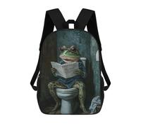 sinyumoney Frog Toilet Newspaper Backpack School Bag Travel College Rucksack Backpacks for Men, Women & Teenage Boys 17inch