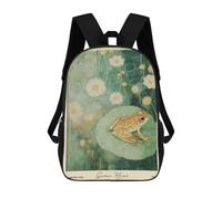 sinyumoney Frog William Morris Botanical Children's School Backpack Fashion Casual 17inch 3D Printed School Bags Boy School Backpack Large Backpack