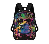 sinyumoney Frog with Headphones Art Print School Backpack Secondary Causal Travel High School Bags for Camping Outdoor Adventures And Daily Travel 17inch