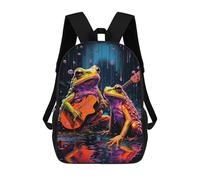 sinyumoney Frogs Playing Guitar in Rain School Backpack Daypacks Business Backpack Water Resistant Bookbag - Perfect for Travel, Work And Daily Use 17inch