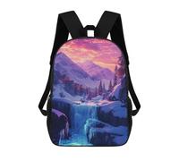 sinyumoney Frosty Mountain Waterfall Sunset Children's Backpacks School Backpack 3D Printed for Kids Travel Rucksacks Book Bags Kids 17inch School Bag