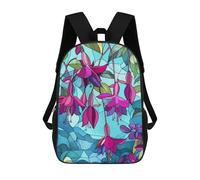 sinyumoney Fuchsia Flowers Stained Glass 3D Printed School Backpack Casual Children's Backpacks 3D Printed School Bag for Boys Elementary And Middle 17inch