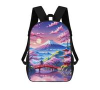 sinyumoney Fuji Japanese Beautiful Backpacks Kids Student Schoolbag 3D Printed Backpacks Elementary And Middle School Students Backpacks for Boys Girls 17inch