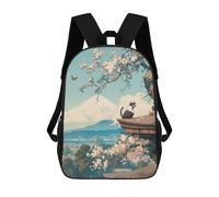 sinyumoney Fuji Mount Cat Japanese Backpack 3D Printed Children's School Backpack Kids Travel Backpacks High Capacity Book Bags Children's Backpack Rucksack 17inch