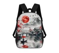 sinyumoney Fuji Mount Ink Wash Art Backpack School Travel College Rucksack Backpacks for Men, Women & Teenage Boys 17inch