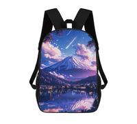 sinyumoney Fuji Mountain Stars Scene School Backpack Lightweight Casual Daypack School Backpacks for Boys/Girls/Teenagers 17inch
