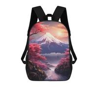 sinyumoney Fuji View with Sakura Backpacks Children's Backpacks School Bag 3D Printed Children's School Backpack Fashion Travel Backpacks for Kids Elementary Middle School 17inch