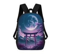 sinyumoney Full Mon in Torii Gate 3D Printed 17inch Kids School Backpack School Bag Fashion Rucksacks for Boys Elementary And Middle School Students