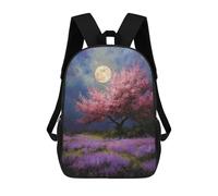 sinyumoney Full Moon Blossom Night Scene School Bags School Secondary High School College Backpack Travel for Boys/Girls/Teenagers 17inch