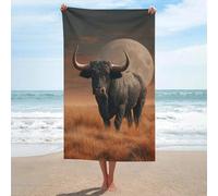 sinyumoney Full Moon Bull in Field Bathroom Towels Lightweight Soft Absorbent Beach Towel for Spa Gym Hotel & Everyday Bathroom 130cm*80cm