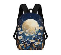sinyumoney Full Moon Daisy Garden School Backpack Lightweight Schoolbag Dayback Bookbag College for Camping Outdoor Adventures And Daily Travel 17inch