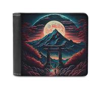 sinyumoney Full Moon Mountain Gate -1 3D Print Wallet Safe Protection Card Banknote Compartments Fashion Slim Leather Wallet for Boys Girls 11.7cm*9.5cm