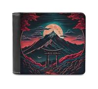 sinyumoney Full Moon Mountain Gate 3D Print Men's Wallet Card Slots Coin Leather RFID Banknote Compartments Minimalist Style Purse Gifts 11.7cm*9.5cm