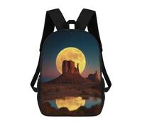 sinyumoney Full Moon Over Monument Valley Reflection Backpack School Water Resistant Travel Backpack Computer Bag - Perfect for Travel, Work And Daily Use 17inch