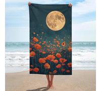sinyumoney Full Moon Poppy Field Basics Towel Set Super Soft Absorbent Beach Towel for Bathroom Pool Beach And Trips Bath Sheet 130cm*80cm