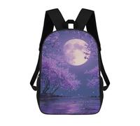 sinyumoney Full Moon Purple Blossom Night Backpack School Bag Computer Rucksack for School/Work/Travel for Camping Outdoor Adventures And Daily Travel 17inch