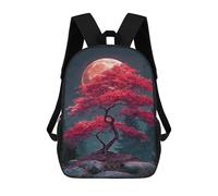 sinyumoney Full Moon Red Maple Tree School Backpack Large School Backpack for Boys for Campus Outdoor Travel Sports 17inch