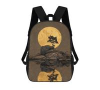 sinyumoney Full Moon Reflection Landscape School Backpack Secondary Causal Travel High School Bags for Camping Outdoor Adventures And Daily Travel 17inch