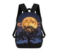 sinyumoney Full Moon Rising Behind Tree Silhouette School Bag 3D Printed 17inch Backpacks Fashion Kids School Backpack Rucksacks for Boys Elementary And Middle School Students