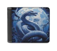 sinyumoney Full Moon Serpent 3D Print Men's Wallet Credit Card Slots Slots Note Section Modern Style Purse Craftsmanship Gifts 11.7cm*9.5cm