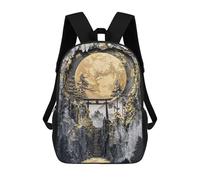 sinyumoney Full Moon Shrine Gateway Children's Backpack, 17 Inch 3D Printed School Backpack, Backpack Cartoon Adjustable School Bag for Primary School