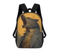 sinyumoney Full Moon Wolf Howling Art Print School Backpack High Secondary School Bags Casual Backpack for Girl, Teen Girls 17inch
