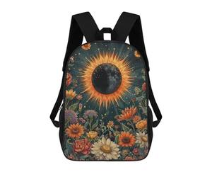 sinyumoney Full Solar Eclipse Blossom School Backpack School Bags for Girls Boys Backpack with Pocket Fashion School Bag Kids Backpack 17inch