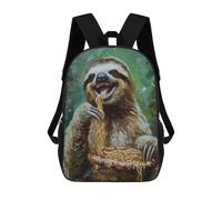 sinyumoney Funny Adorable Sloth Eat Children's Backpack, 3D Printed School Backpack, Backpack for Boys Girls, Adjustable School Bag for Primary School 17inch
