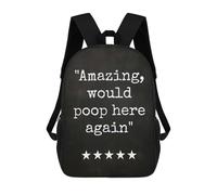 sinyumoney Funny Bathroom Review Art Backpacks 3D Printed Kids School Backpack Outdoor Casual Daypack Fashion Casual Children Backpacks Cute Travel Bags 17inch