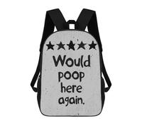 sinyumoney Funny Bathroom Sign 5 School Backpack for Girls Backpack Water Repellent Casual Daypack Lightweight Rucksack Boy Girl School Backpack 17inch