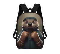 sinyumoney Funny Beaver Animal Boxer School Backpack School Bags for Girls Boys Backpack with Pocket Fashion School Bag Kids Backpack 17inch