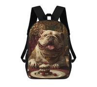 sinyumoney Funny Bulldog Cake Cute School Backpack Water Resistant Travel Backpack Computer Bag for School/Work/Travel 17inch