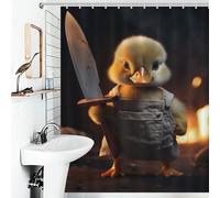 sinyumoney Funny Butcher Killer Duck Bath Shower Curtains Mildew Waterproof Polyester Fabric Soft Fabric Hotel Shower Curtain for Bathtub Shower Stall 56.30x70.87Inch（143x180cm）