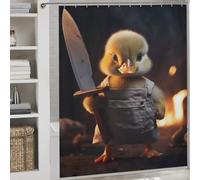 sinyumoney Funny Butcher Killer Duck Bath Shower Curtains Mildew with Hooks Waterproof Fabric Hilarious Bath Curtain for Travel Trailer 69.69x70.87Inch（177x180cm）