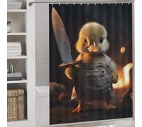 sinyumoney Funny Butcher Killer Duck Shower Curtains Mould Proof with Hooks Waterproof Fabric Shower Curtain with Hooks Bathtub 64.17x70.87Inch（163x180cm）