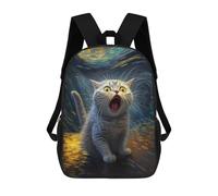 sinyumoney Funny Cat Backpack with Pocket 3D Printed Backpacks, Travel Rucksacks Book Bags Kids School Bag 17inch