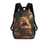 sinyumoney Funny Cat Cake Strawberry School Backpack for Girls 17inch Casual Daypack Lightweight Rucksack Boy Girl Backpack for Middle School Students