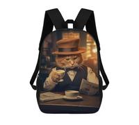 sinyumoney Funny Cat Coffee Newspaper Rucksack Large Lightweight Casual Backpack for Campus Outdoor Travel Sports 17inch