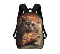 sinyumoney Funny Cat Eating Pizza Backpack School Lightweight Casual Daypack School Backpacks for Boys/Girls/Teenagers 17inch