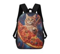 sinyumoney Funny Cat Eating Pizza Rucksacks 3D Printed Children Backpacks Fashion Casual Daypack Cute Travel Bags Outdoor Casual Daypack for Boy And Girl 17inch