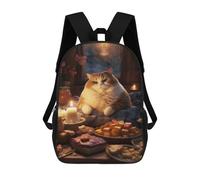 sinyumoney Funny Cat Food Party Snack Backpack School Bag Water Resistant School Bag Business Backpack - Perfect for Travel, Work And Daily Use 17inch