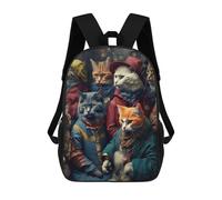 sinyumoney Funny Cat Gang Rucksacks 3D Printed Children Backpacks Fashion Casual Daypack Cute Travel Bags Outdoor Casual Daypack for Boy And Girl 17inch