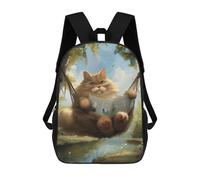 sinyumoney Funny Cat Hammock Chilling Backpack School Bag Rucksack for Girls Boys Backpacks Large Capacity Kids Back Pack Lightweight School Bags for Children Students 17inch