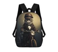 sinyumoney Funny Cat on A Bicycle Children's Backpacks School Backpack 3D Printed for Kids Travel Rucksacks Book Bags Kids 17inch School Bag