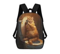 sinyumoney Funny Cat Taking A Selfie at Bathroom Rucksack Water Resistant School Bag Business Backpack for Men, Women & Teenage Boys 17inch