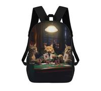 sinyumoney Funny Cats Playing Poker 17inch School Bag 3D Printed Children's School Backpack Casual Fashion Travel Backpacks for Kids School Students